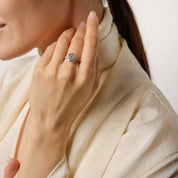 Art Deco inspired diamond target platinum ring