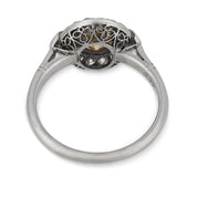 Art Deco style fancy yellow brown diamond platinum engagement ring