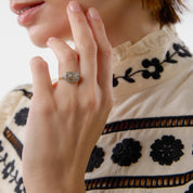 Edwardian old cut diamond two tone ring