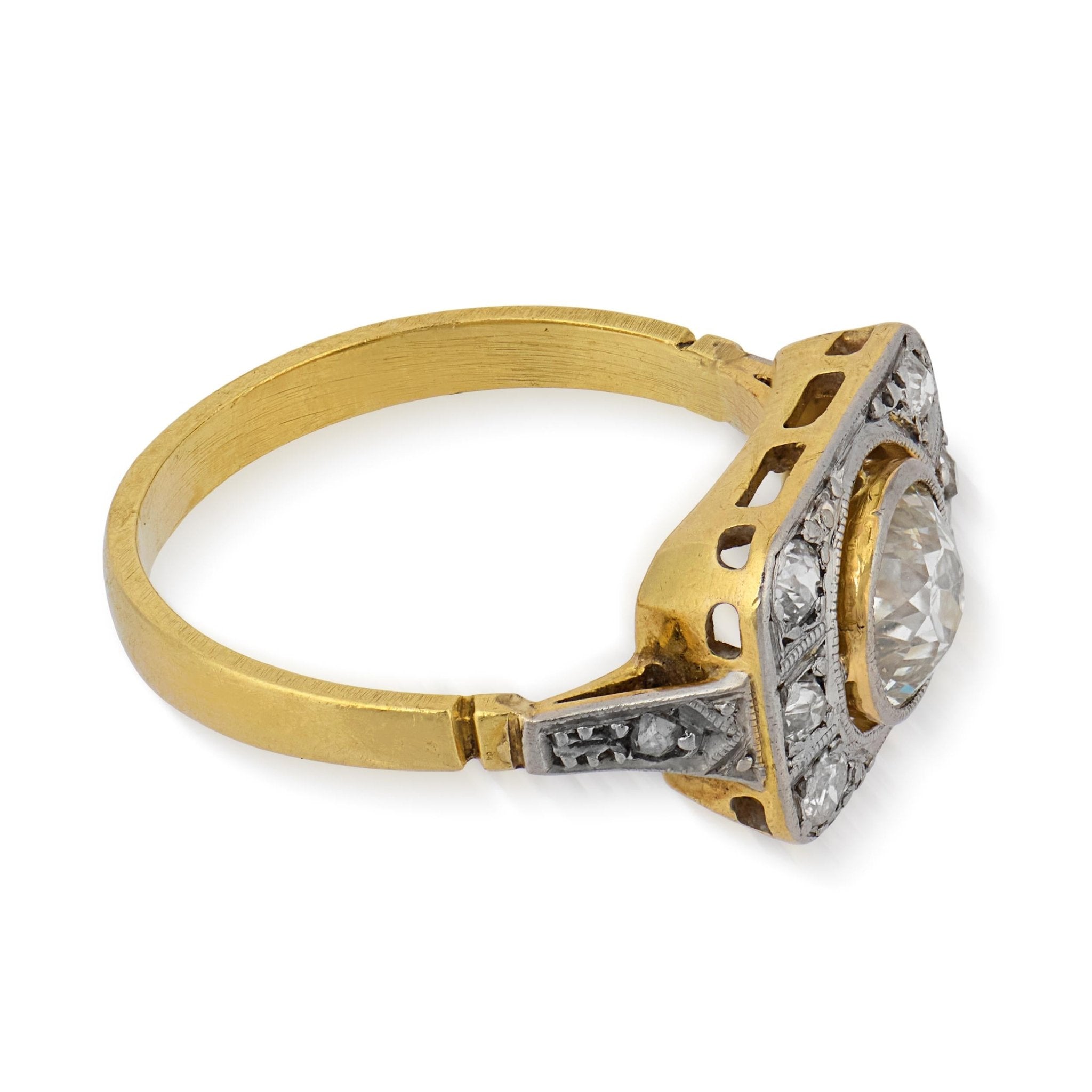 Edwardian old cut diamond two tone ring