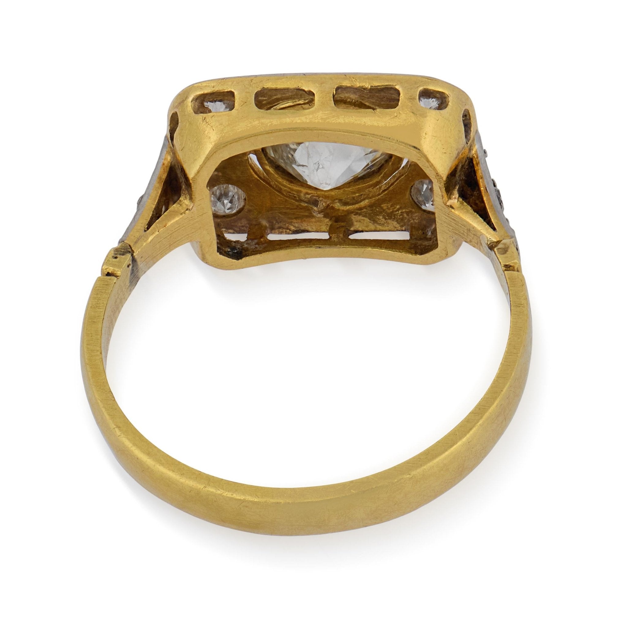 Edwardian old cut diamond two tone ring