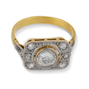 Edwardian old cut diamond two tone ring