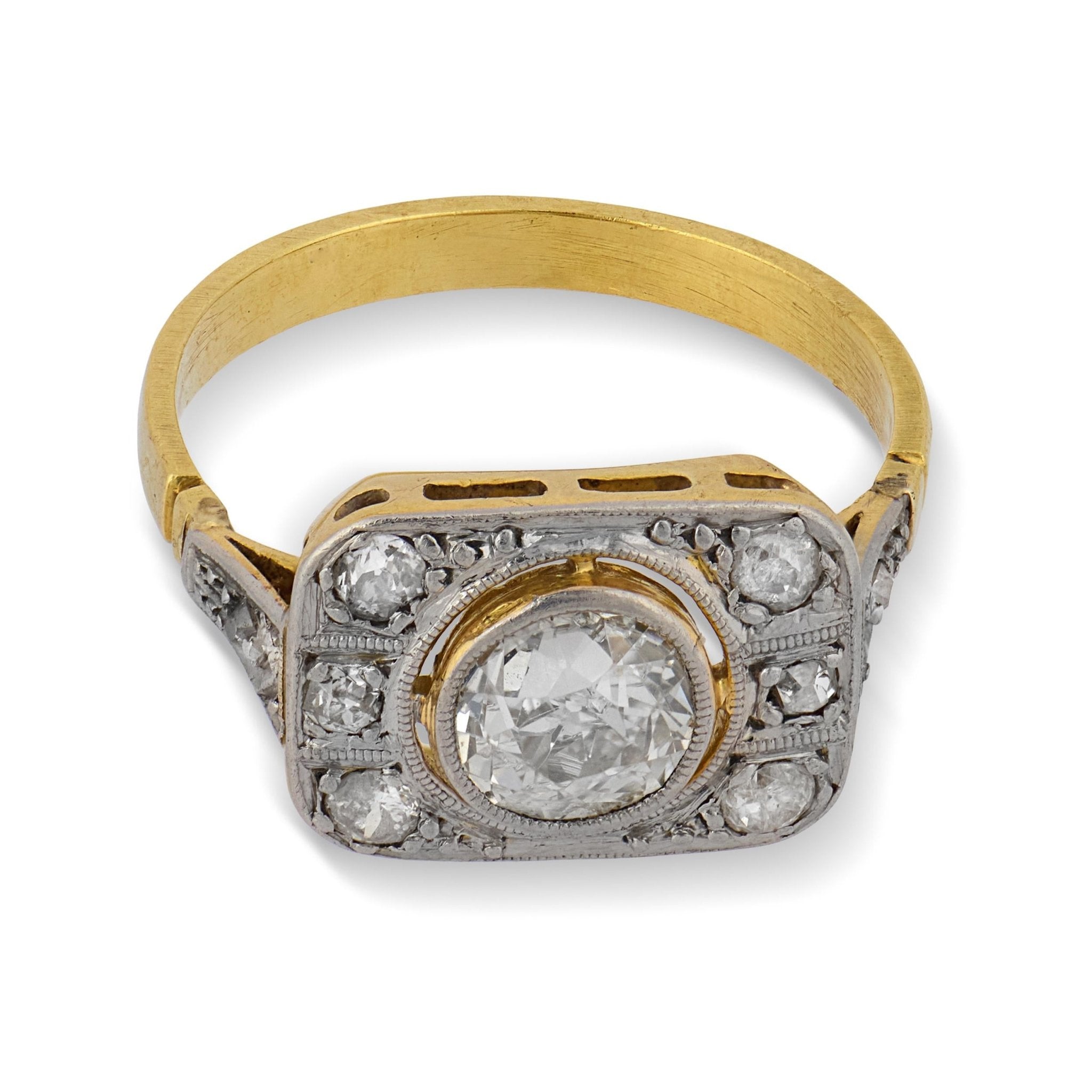 Edwardian old cut diamond two tone ring