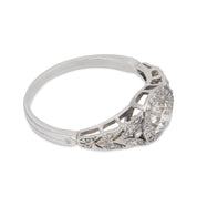 Art Deco old European cut diamond platinum diamond ring