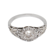 Art Deco old European cut diamond platinum diamond ring