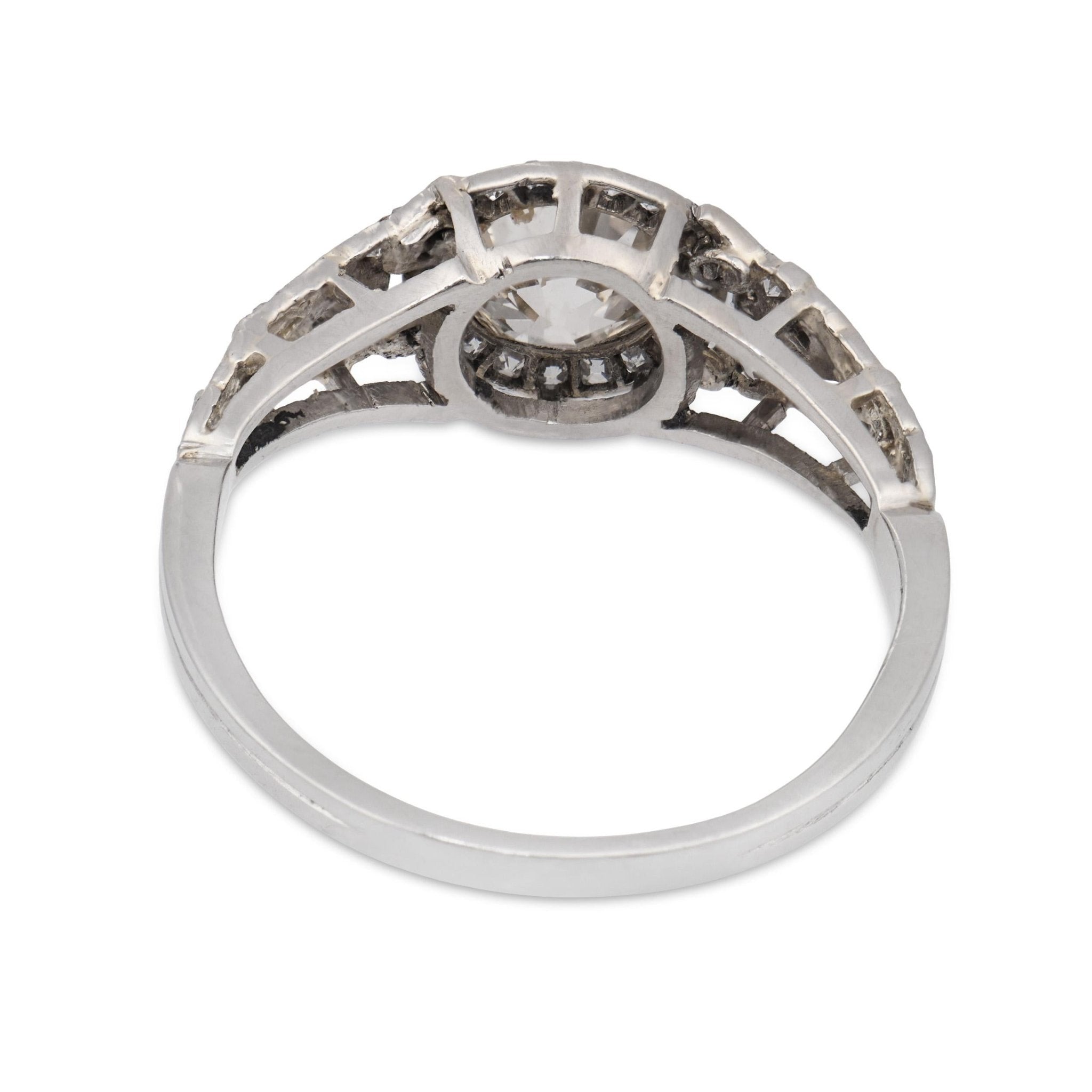Art Deco old European cut diamond platinum diamond ring