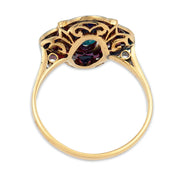 Edwardian style sapphire diamond 18k yellow gold ring
