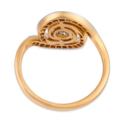 Edwardian diamond two tone 18k gold swirl ring