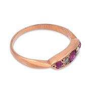 Victorian ruby old cut diamond 9k rose gold ring