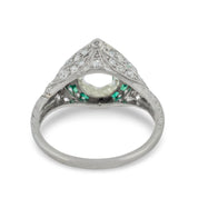 Art Deco GIA 1.90 carat diamond emerald platinum engagement ring