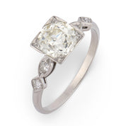 Art Deco 1.65 carat old European cut diamond platinum engagement ring
