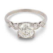 Art Deco 1.65 carat old European cut diamond platinum engagement ring