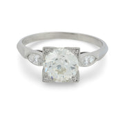 Art Deco GIA 1.56 carat old European cut diamond platinum engagement ring