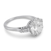 Art Deco GIA 3.65 carat old European cut diamond platinum engagement ring