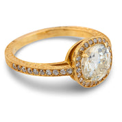 GIA 1.51 carat old European cut diamond 18k yellow gold engagement ring