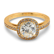 GIA 1.51 carat old European cut diamond 18k yellow gold engagement ring