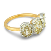 GIA 3.06 old mine cut diamond 18k yellow gold platinum collet ring