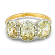 GIA 3.06 old mine cut diamond 18k yellow gold platinum collet ring