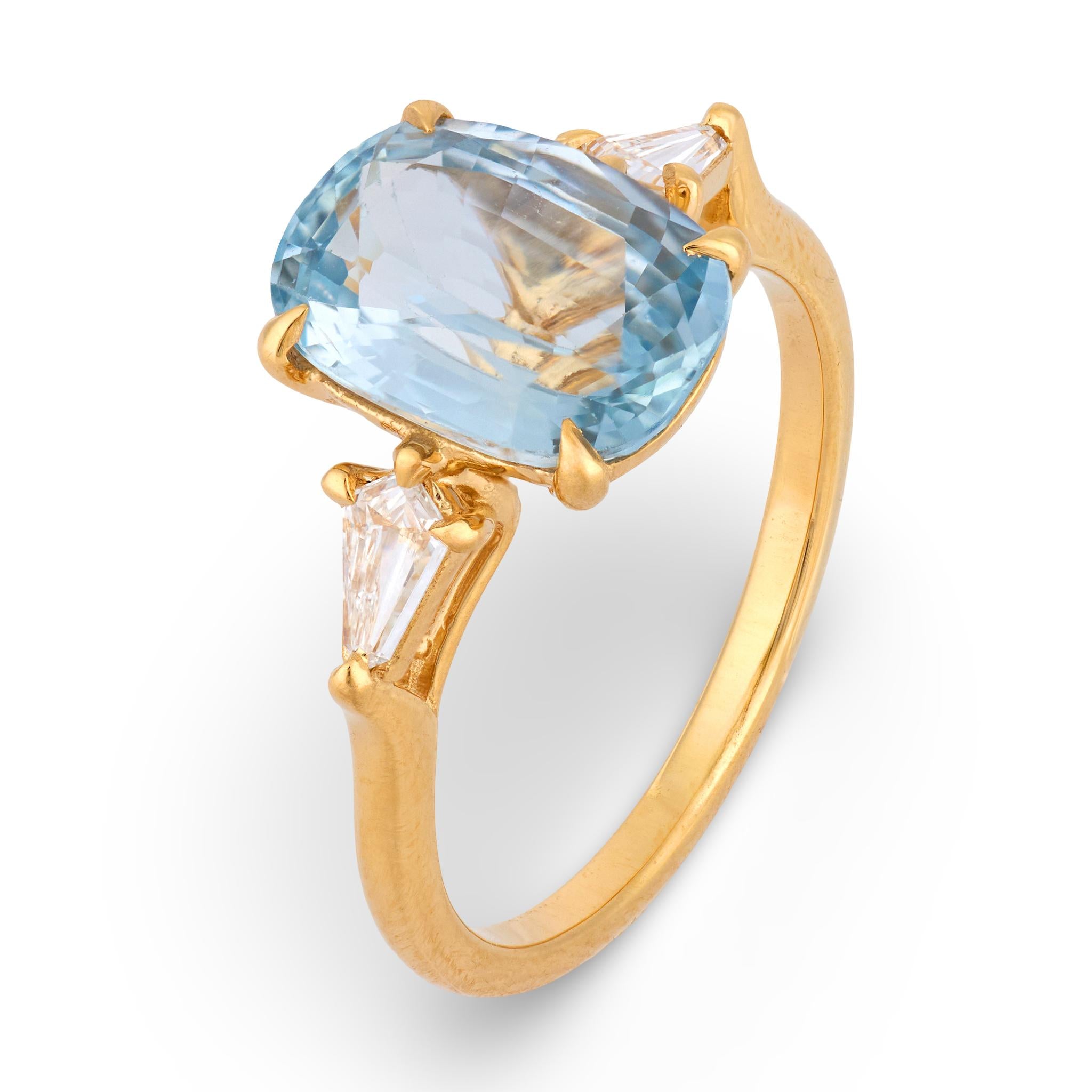 GIA 3.57 carat sapphire diamond 18k yellow gold ring