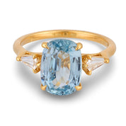 GIA 3.57 carat sapphire diamond 18k yellow gold ring