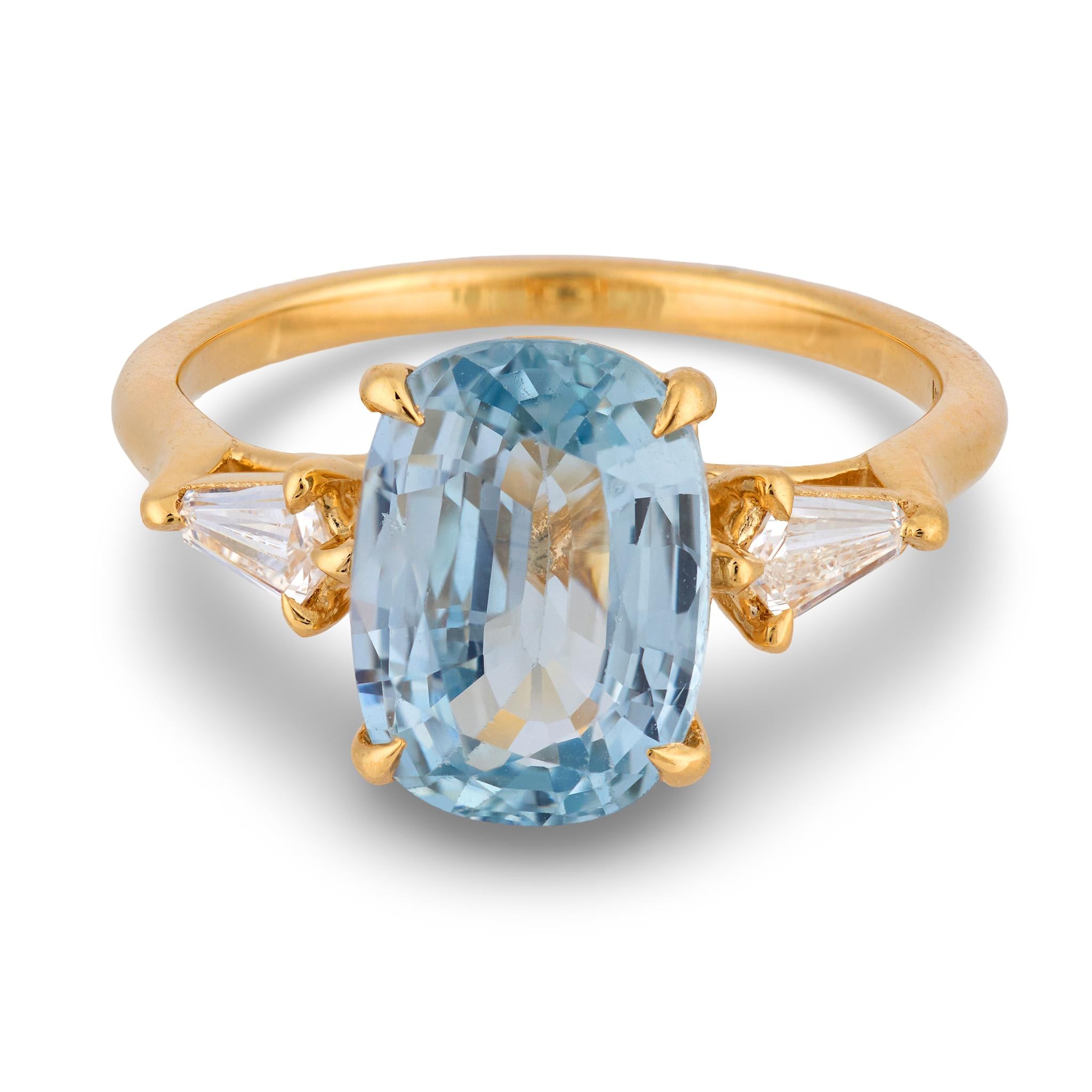 GIA 3.57 carat sapphire diamond 18k yellow gold ring