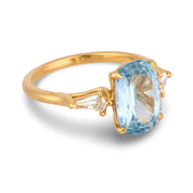 GIA 3.57 carat sapphire diamond 18k yellow gold ring