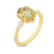 GIA 3.31 carat sapphire diamond 18k yellow gold engagement ring