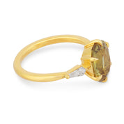 GIA 3.31 carat sapphire diamond 18k yellow gold engagement ring