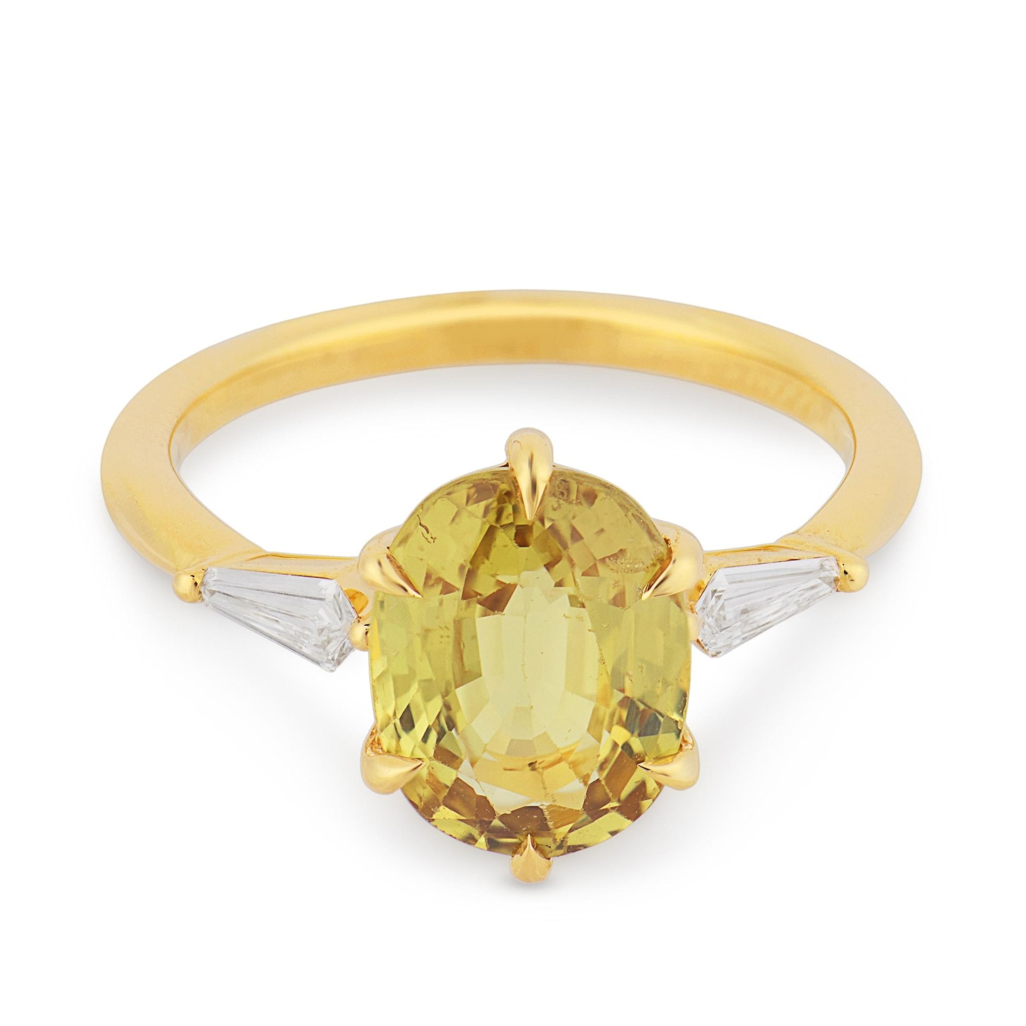 GIA 3.31 carat sapphire diamond 18k yellow gold engagement ring