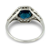 Late Art Deco GIA 2.00 carat sapphire diamond platinum ring