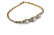 Victorian pearl diamond 18k yellow gold and platinum bracelet