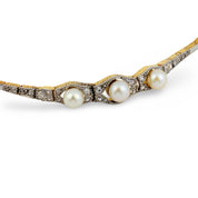 Victorian pearl diamond 18k yellow gold and platinum bracelet