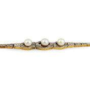 Victorian pearl diamond 18k yellow gold and platinum bracelet