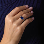 Edwardian GIA 3.96 carat Ceylon sapphire diamond 18k yellow gold ring