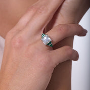 GIA 5.01 carat Asscher cut diamond emerald platinum engagement ring