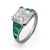 GIA 5.01 carat Asscher cut diamond emerald platinum engagement ring