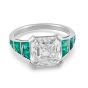 GIA 5.01 carat Asscher cut diamond emerald platinum engagement ring
