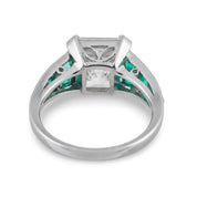 GIA 5.01 carat Asscher cut diamond emerald platinum engagement ring