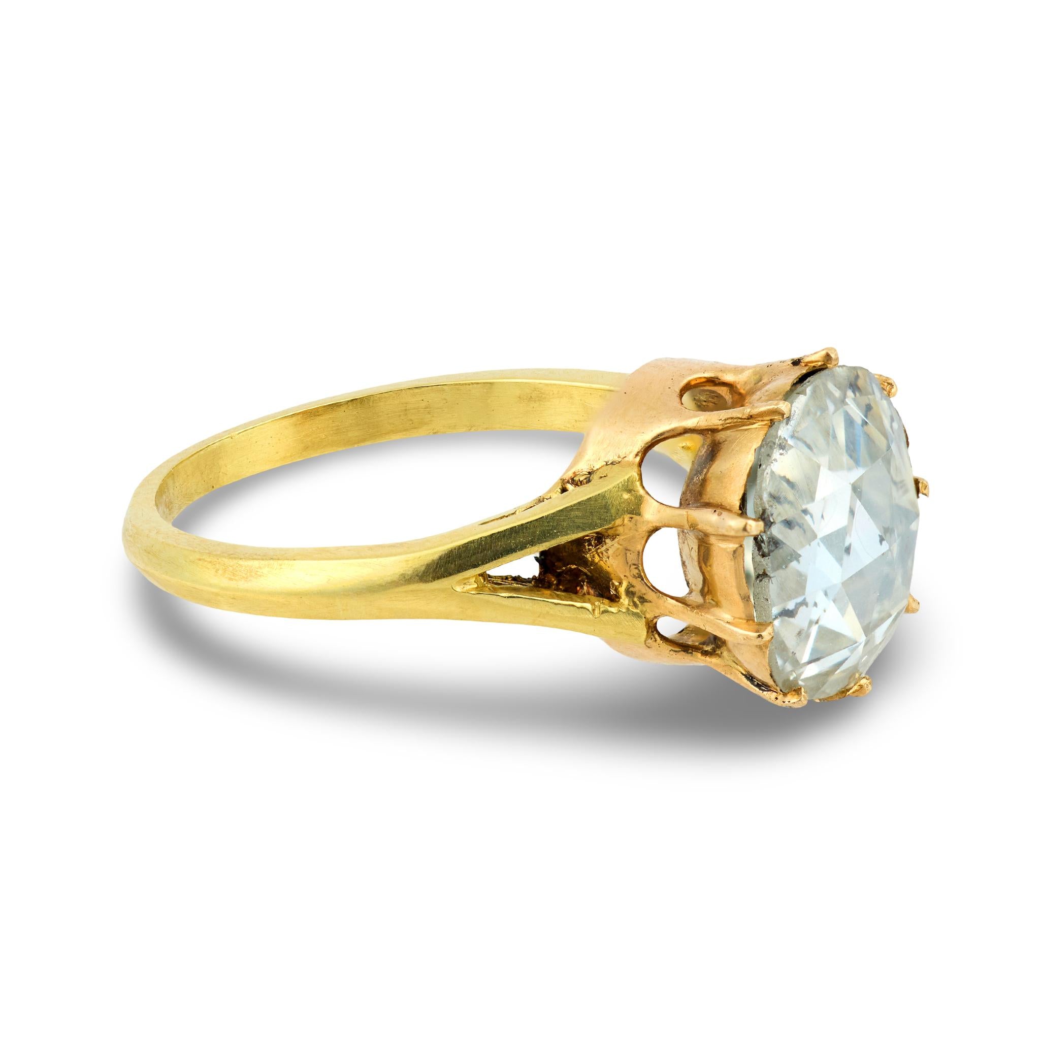 Victorian 1.15 carat rose cut diamond 18k yellow gold engagement ring