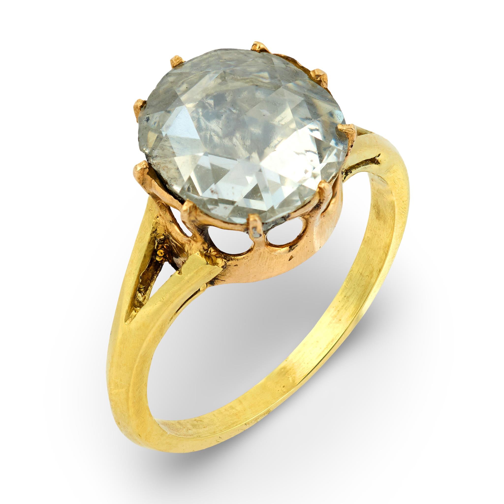 Victorian 1.15 carat rose cut diamond 18k yellow gold engagement ring