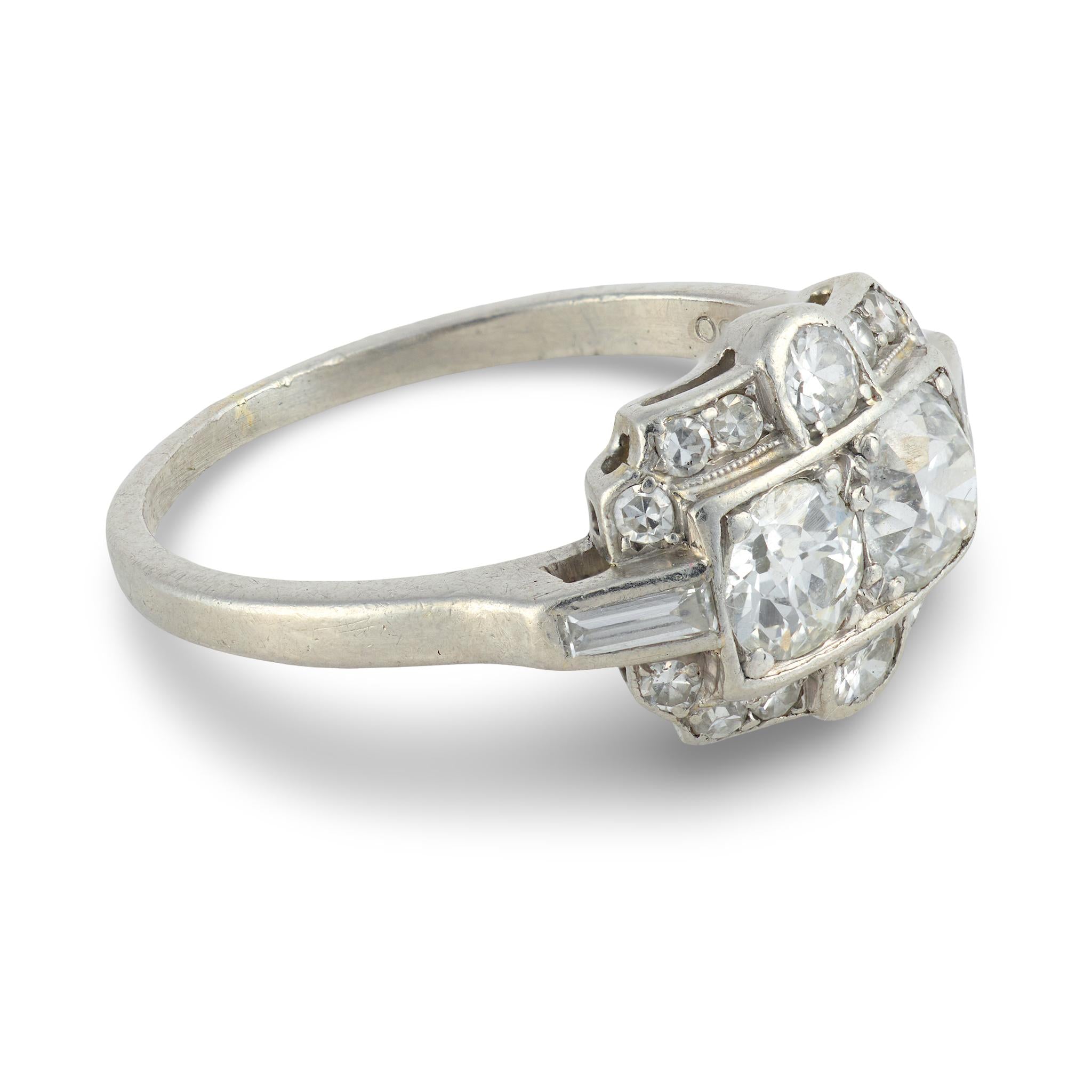 Art Deco diamond platinum dinner ring
