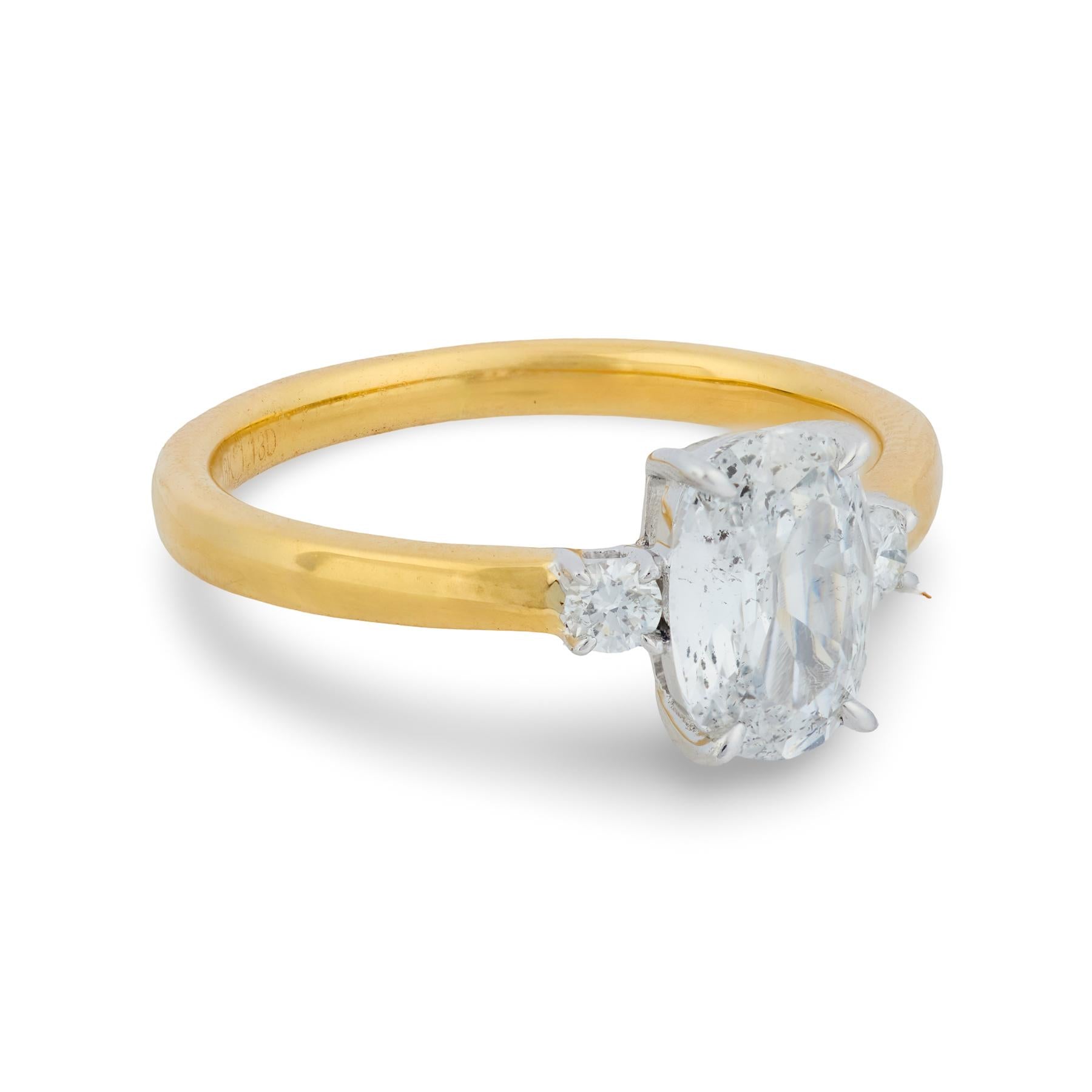 GIA 1.03 carat old mine cut diamond 18k gold engagement ring