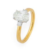 GIA 2.00 carat oval cut diamond 18k yellow gold engagement ring