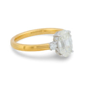 GIA 2.00 carat oval cut diamond 18k yellow gold engagement ring