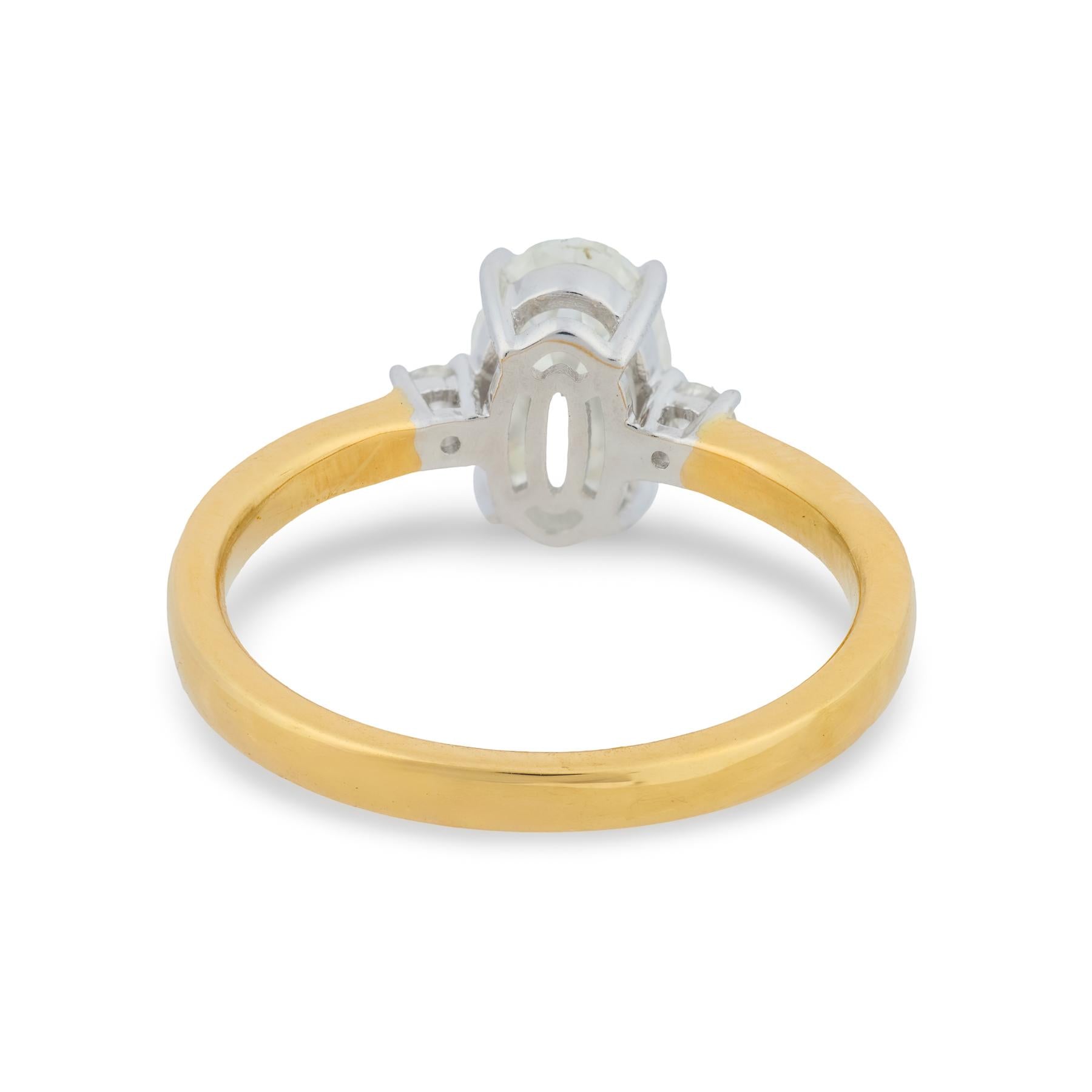 GIA 2.00 carat oval cut diamond 18k yellow gold engagement ring