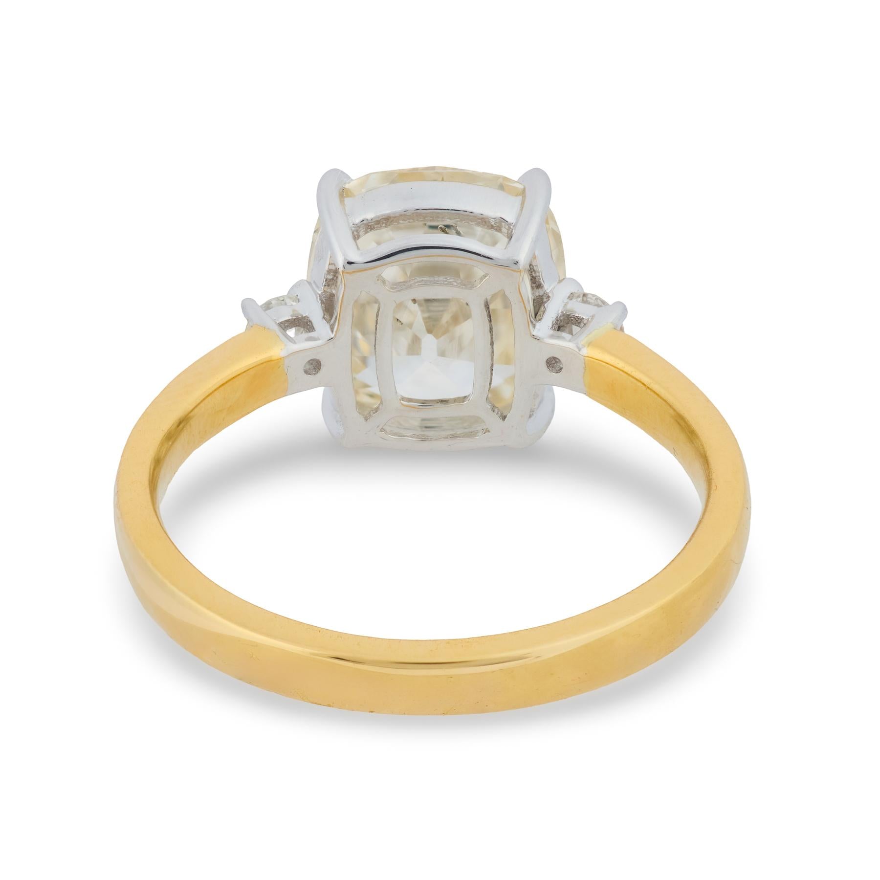 GIA 3.31 carat old mine cut diamond 18k gold engagement ring