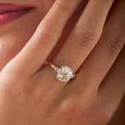 GIA 3.31 carat old mine cut diamond 18k gold engagement ring