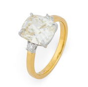 GIA 3.31 carat old mine cut diamond 18k gold engagement ring