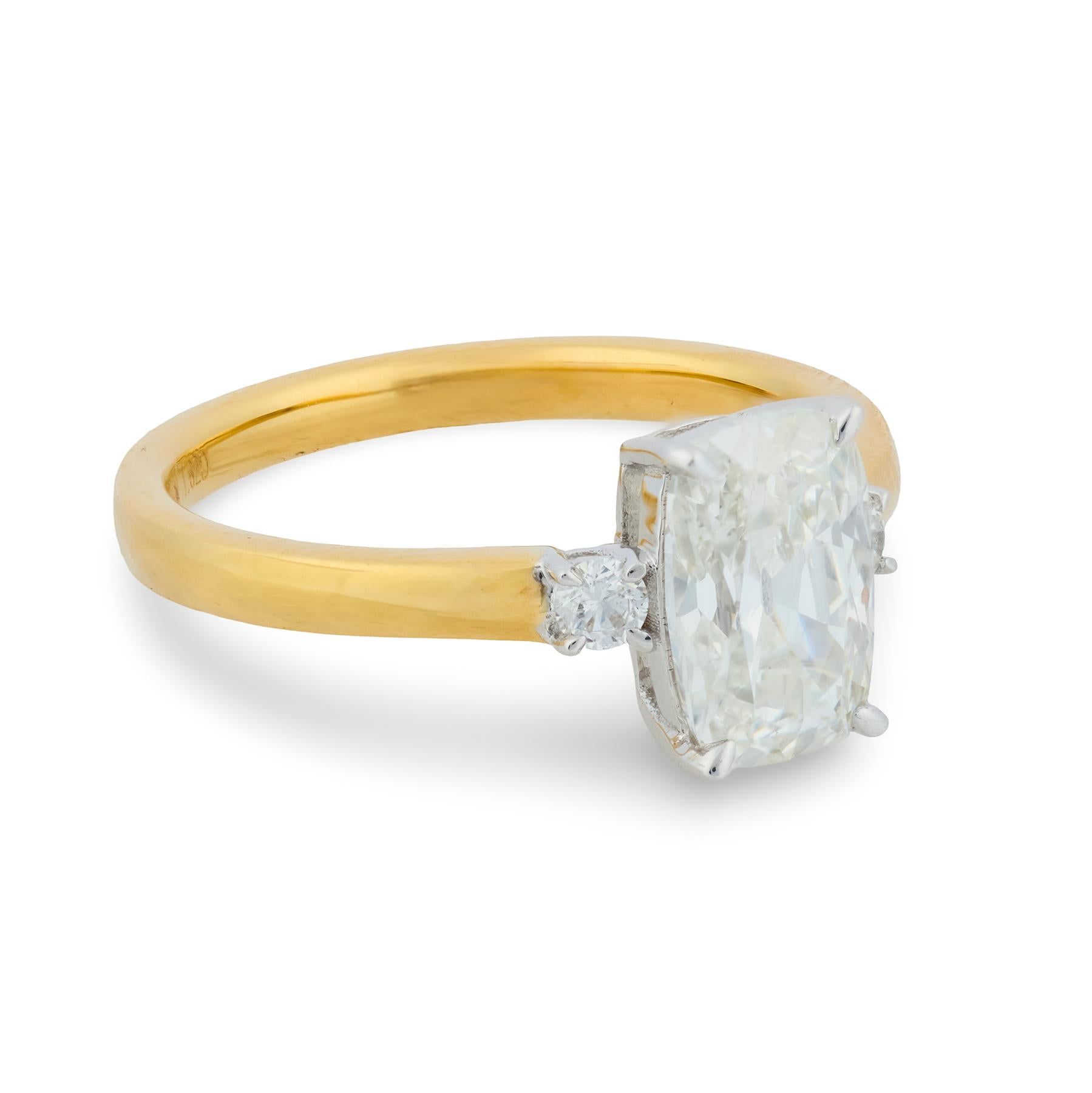 GIA 1.52 carat old mine cut diamond 18k gold engagement ring