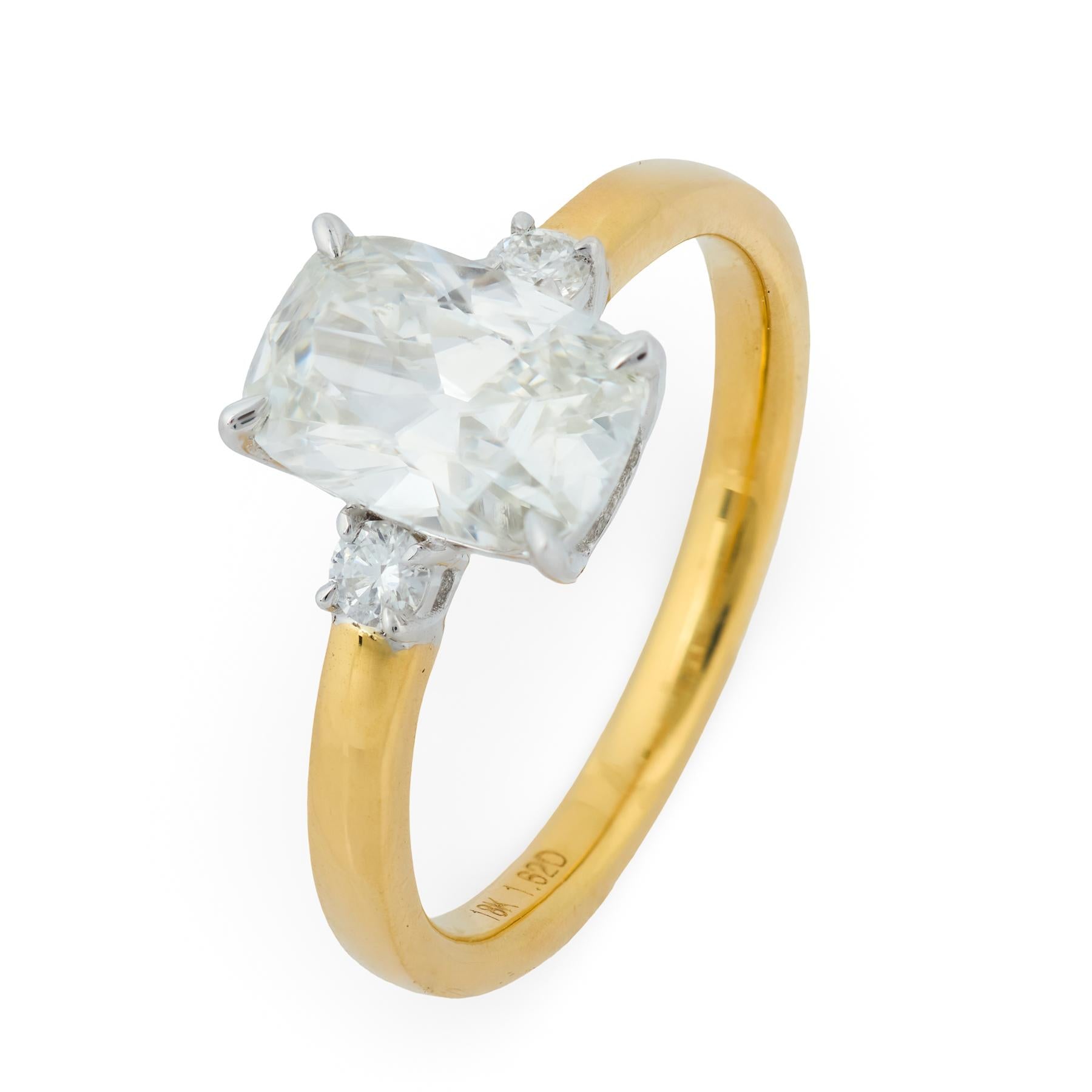 GIA 1.52 carat old mine cut diamond 18k gold engagement ring